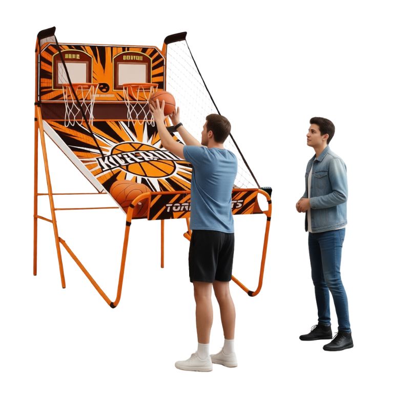 Commercial Foldable Basketball Arcade Game - 2 Player Indoor Amusement Equipment With LED Scoring System For Arcades