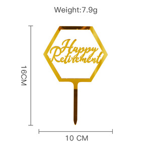 ท็อปเปอร์เค้กอะคริลิค รูปน้ำผึ้งและน้ำหวาน ขนาด 13 ซม. สีทอง สำหรับตกแต่งเค้กในงานเลี้ยงเกษียณอายุ - Product Image 2