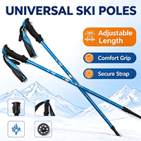 Ensemble de bâtons de ski réglables, légers, avec poignée en éponge souple, sangle de poignet, pour adultes et enfants, sports de ski sur neige en hiver