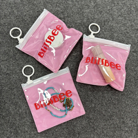 Emballage personnalisé en plastique rose avec fermeture éclair pour petits articles, sac en PVC transparent avec fermeture éclair pour bijoux, logo personnalisé