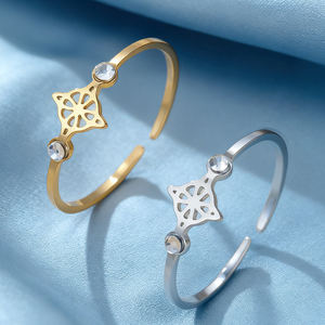 Bague ajustable Myshape Minimalism Witches Knot Zircon, géométrie sacrée, alliance en acier inoxydable, cadeau de Noël - Product Image 1