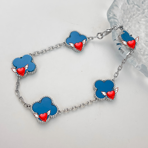 Pulsera <span class=keywords><strong>de</strong></span> <span class=keywords><strong>Cadena</strong></span> Chapada en Oro <span class=keywords><strong>de</strong></span> 18K y Plata <span class=keywords><strong>de</strong></span> Ley 925 con Flor <span class=keywords><strong>de</strong></span> Trébol <span class=keywords><strong>de</strong></span> Cuatro Hojas <span class=keywords><strong>de</strong></span> Madreperla, Pulsera Romántica para Mujer, Regalo - Product Image 5