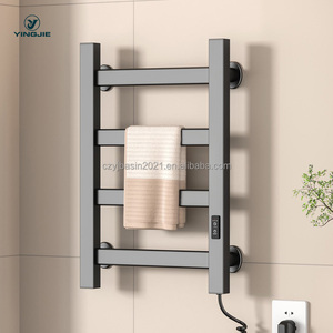 Sèche-serviettes électrique en alliage d'aluminium peu encombrant avec chauffage en fibre de carbone et minuterie numérique pour salle de bain - Product Image 1
