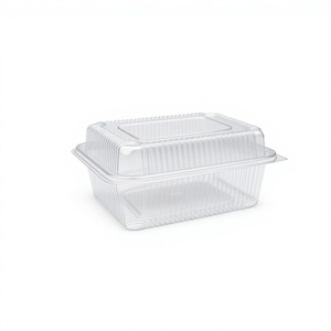 Caja de Plástico PET Reciclado de Grado Alimenticio Transparente con Bisagras, Capacidad de 2000 ML / 67 OZ, Ecológica, para Contenedores de Panadería y Sándwiches - Product Image 1