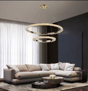 Nuevo diseñador de cristal dorado de doble círculo LED de cristal Villa luces colgantes de lujo moderno candelabro de oro - Product Image 3