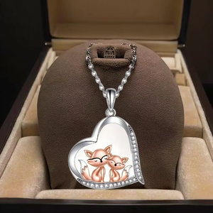 新しいファッションのかわいいキツネのハート型ネックレス、合金製のリンクチェーンジュエリー、母の日、親子ギフトに - Product Image 5