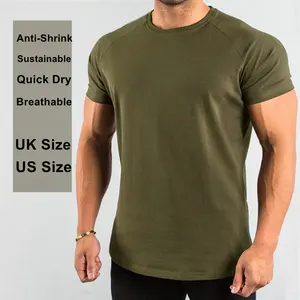 <span class=keywords><strong>Camiseta</strong></span> Deportiva para Hombre, 95% Algodón, 5% Elastano, con Logotipo Personalizado, Ropa de Gimnasio, Lisa, sin Estampado - Product Image 1