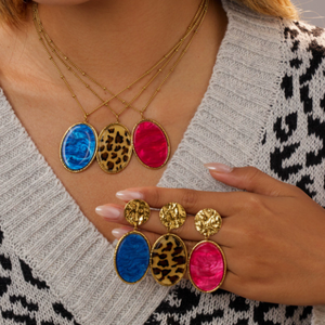 Kalung & Anting Liontin Motif Leopard Kreatif Hip-Hop Vintage dengan Rumbai Panjang Perhiasan Impor - Product Image 1