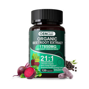Capsules de poudre de racine de betterave biologique OEM 17850mg – Compléments de betterave pour l'oxyde nitrique, la pression artérielle saine et l'énergie - Product Image 1