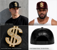 Casquette de baseball de luxe en cuir PU brodé effet peau de serpent, avec décor métallique ajustable en forme de signe dollar doré, style urbain