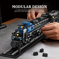 Ensemble de construction de locomotive à vapeur Reobrix, modèle de train classique de 1 mètre de long avec tender détachable et cabine ouvrable, édition collector
