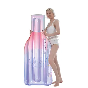 Inflatable Champagne Bottle Pool Float Outdoor Blow Up Water Floating Raft