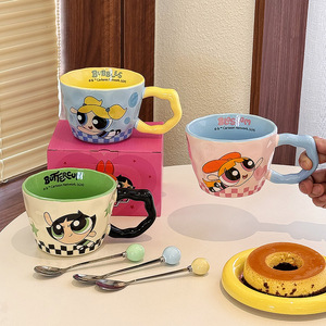 Taza de Cerámica de las Chicas Superpoderosas con Asa, Diseño de Dibujos Animados, para el Hogar u Oficina, Regalo Primavera 2025 - Product Image 1