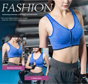 Soutien-gorge de sport antichoc pour femme avec fermeture éclair frontale, sans armatures, respirant, pour la course et le fitness, vente en gros - Product Image 6