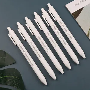 Großhandel Günstige benutzer definierte From100 Stück Gravur Logo Weiß Einfache Kunststoff werbung Student Promotion nel Company Geschenke Gel Pen