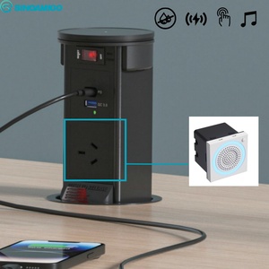 Top Fashion Multifunction Desk Hidden Pop up Power Socket Universal PD20W USB-C Desktop Socket with 15W Wireless Charger
