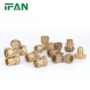 IFAN OEM PEX AL PEX Gas Pipe Multilayer Fittings Yellow Equal Brass Compression Fittings