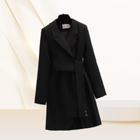 Nouveau design manteau costume long Ol minceur taille haute à lacets Blazer robe à la mode longue robe de tailleur Vente en gros Offre Spéciale