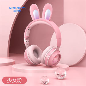 Auriculares con dibujos animados y Orejas de conejo, auriculares inalámbricos con luz LED, color Macaron, productos electrónicos en promoción - Product Image 1