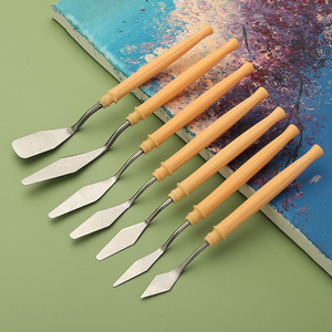 Juego de raspador de pintura de cuchillo de paleta de artistas de acero inoxidable de 7 piezas con mango de plástico espátula de pintura para suministro de artistas - Product Image 3