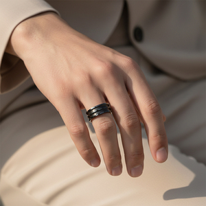 Vente en gros usine : Bague de <span class=keywords><strong>mariage</strong></span> en carbure de tungstène 8 mm, style <span class=keywords><strong>bohème</strong></span>, à double canal, avec base vierge pour incrustation, pour femmes et hommes - Product Image 4