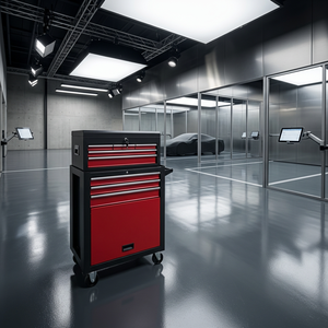 Armoire à outils robuste à deux niveaux, empilable, 7 tiroirs, roulettes verrouillables, capacité de charge de 300 kg, pour atelier automobile professionnel - Product Image 2