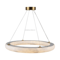 Lustre moderne en laiton finition nordique en albâtre, style américain de luxe pour salon, hôtel, luminaires suspendus