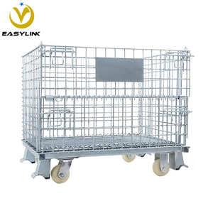 כלובי אחסון כבדים ODM/OEM עם גלגלי רשת תיל, קיבולת <span class=keywords><strong>1000</strong></span> ק\"ג, מתקפלים, פלדה מגולוונת, ניתנים לערום - Product Image 1