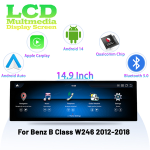 Écran large Android de 14,9 pouces pour <span class=keywords><strong>autoradio</strong></span> de voiture Benz <span class=keywords><strong>Classe</strong></span> <span class=keywords><strong>B</strong></span> <span class=keywords><strong>W246</strong></span> 2012-2018, stéréo, lecteur multimédia DVD, navigation GPS, Carplay - Product Image 1