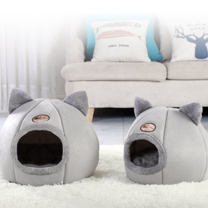 Теплая Закрытая кровать для кошек разных размеров, кровать для кошек, удобные домики для кошек в мультяшном стиле - Product Image 6