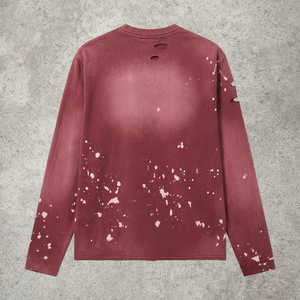 T-shirt Oversize da <span class=keywords><strong>Uomo</strong></span> <span class=keywords><strong>a</strong></span> Maniche Lunghe con Stampa Personalizzata, Effetto Vintage Acid Wash, Distressed e Pesante, per Effetto Schizzi - Product Image 2