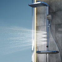 Pomme de douche suralimentée multifonctionnelle Authentique Nouveau Style Lumière Ambiante Température Constante Table Retour Bain Douche Robinets