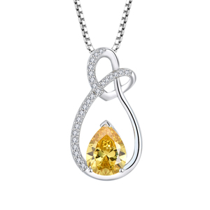 Collana con ciondolo simbolo infinito in argento 925 rodiato da donna con più colori accenti di pera CZ - Product Image 1