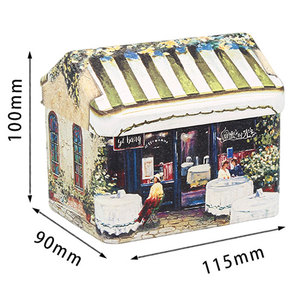 Boîtes de chocolat de Noël créatives personnalisées en forme de maison recyclable joint en métal de qualité alimentaire pour <span class=keywords><strong>cadeau</strong></span> de boîtes de conserve de bonbons vides - Product Image 1