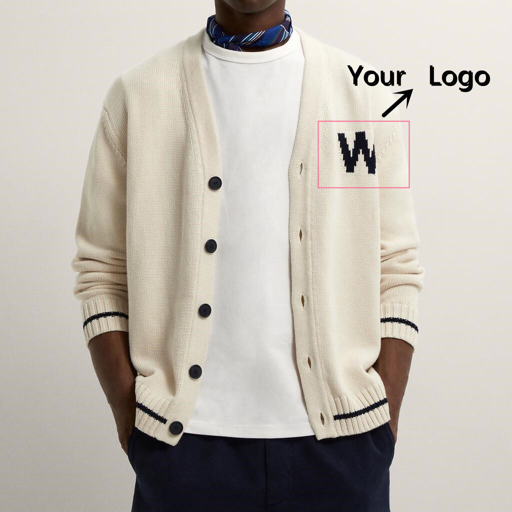 2202 Custom Embroidery Mens Cardigan High Quality Cardigan Mens Sweater Wool Blends Knitted With Button Sweater Cardigan 