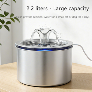 Automatic <b>Stainless</b> <b>Steel</b> Pet Drinking Water Feeder Fountain 2.2L Silent Dispenser for Cats <b>Dogs</b> with Filter Indoor/Outdoor Use - Product Image 4