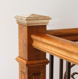 Tapa de poste de escalera de madera maciza tradicional con diseño de parte superior cuadrada y acabado de roble duradero - Product Image 6