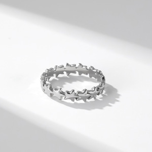 Stackable Star <b>Titanium</b> Steel <b>Ring</b> For Women Rose Gold Black Gold Silver Jewelry Gift Accessory - Product Image 2