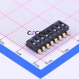 EMR-08-V DIP Switch SMD-16P,6x20.2mm Switch Flat Toggle, Groove Type Single Pole Single Throw 8 2.54mm - Product Image 1