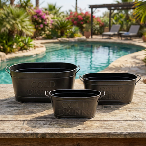 Ensemble de 3 refroidisseurs à vin modernes et luxueux en fer galvanisé, rayés et durables - Product Image 4