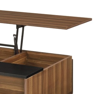 Tavolino <span class=keywords><strong>da</strong></span> Caffè Moderno con Piano Sollevabile in Noce e Nero, Tre Spaziosi Scomparti, Vano Contenitore Nascosto, Gambe Affusolate in Legno - Product Image 2