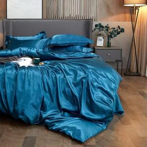 Factory Sale Abrasion-Resistant <strong>Royal</strong> <strong>Blue</strong> Cloud Satin 100% Polyester Sheet &amp; Pillowcase Sets for Durable All-Season <strong>Bedding</strong> - Product Image 1