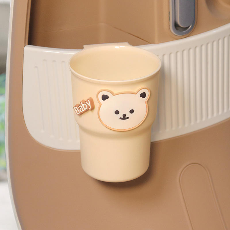 ที่วางแก้วรูปหัวใจสีเบจ ลายหมีสีเบจ