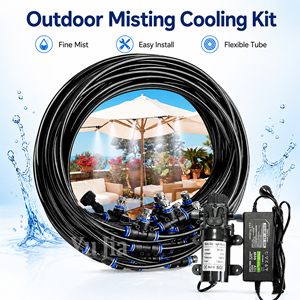Kit de Sistema de Nebulización de Conexión Rápida de 8 mm, 10 m/20 m/30 m, Boquillas de Latón Antigoteo con Bomba para Jardín, Patio, Invernadero, Refrigeración Exterior - Product Image 1