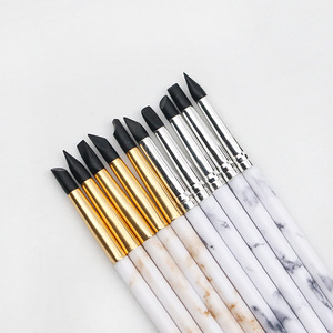 5Pcs Marble Handle Silicone Nail Art Carving Embossing Pen Set Flat <b>Glue</b> Tip for 3D Gel Sculpting - Product Image 6