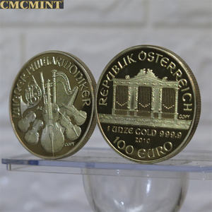 เหรียญกษาปณ์ทรงกลมทำจากทองเหลืองขนาด1ออนซ์เหรียญ100มิลส์เคลือบทองยูโรประทับเหรียญฟิลฮาร์โมนิเกอร์และเหรียญทอง - Product Image 6