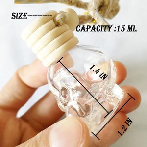 <span class=keywords><strong>Testa</strong></span> <span class=keywords><strong>vuota</strong></span> a forma di teschio da 8ml bottiglia di vetro profumo per auto diffusore di cristallo per aromaterapia bottiglia con corda appesa - Product Image 3