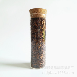 Tianjing Straight Mouth 40x120mm Glass Tube <b>Bottle</b> For Tea Storage With <b>Cork</b> Lid High Borosilicate - Product Image 2