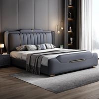 Einfaches Design Günstiger Bettrahmen Modernes Neuestes Lederbett-Set Schlafzimmermöbel Beliebtes Holzbett 1,8m Kingsize-Bett mit Stauraum für Zuhause