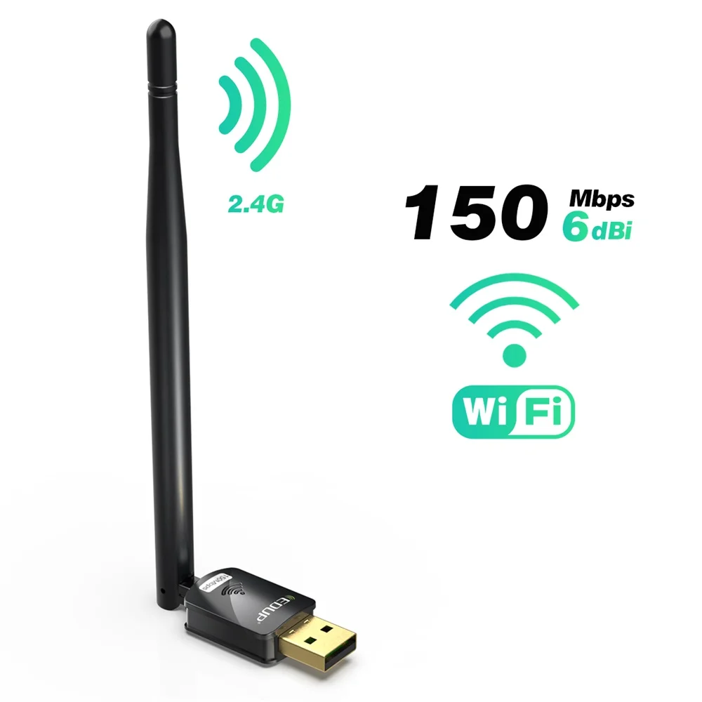 EDUP-adaptador WiFi USB EP-MS8551, adaptador de red inalámbrico de 150Mbps, Dongle WiFi, antena 6dBi para ordenador portátil y de escritorio